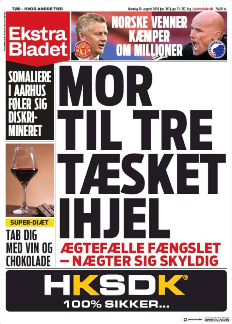 Portada de Ekstra Bladet (Dinamarca)