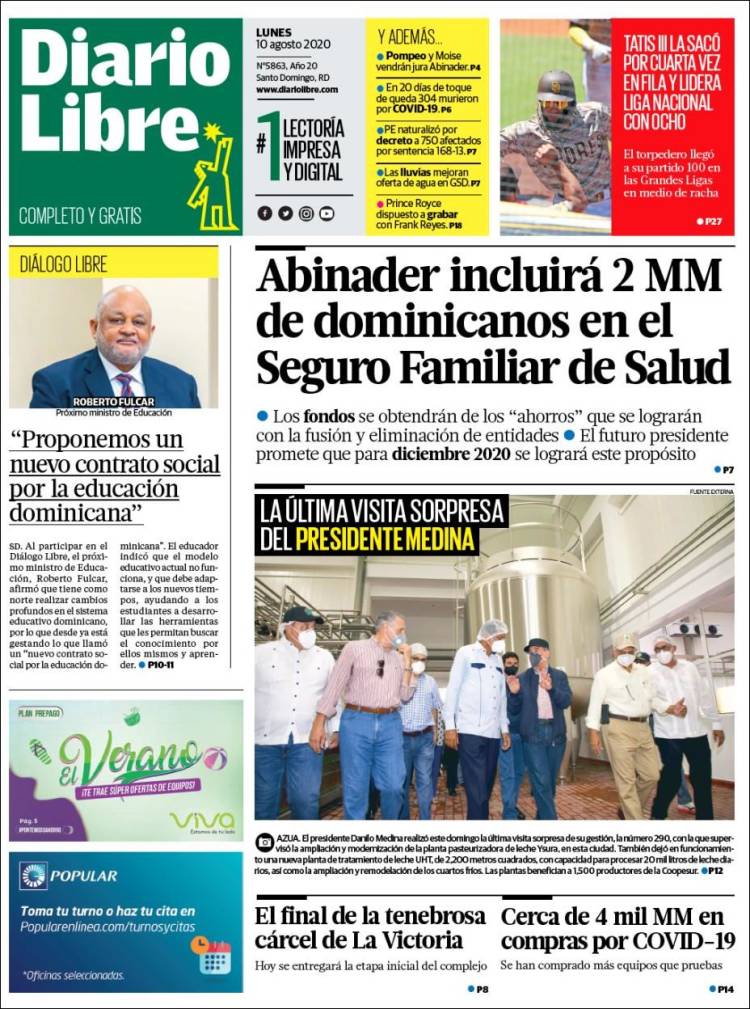 Portada de Diario Libre (R. Dominicana)