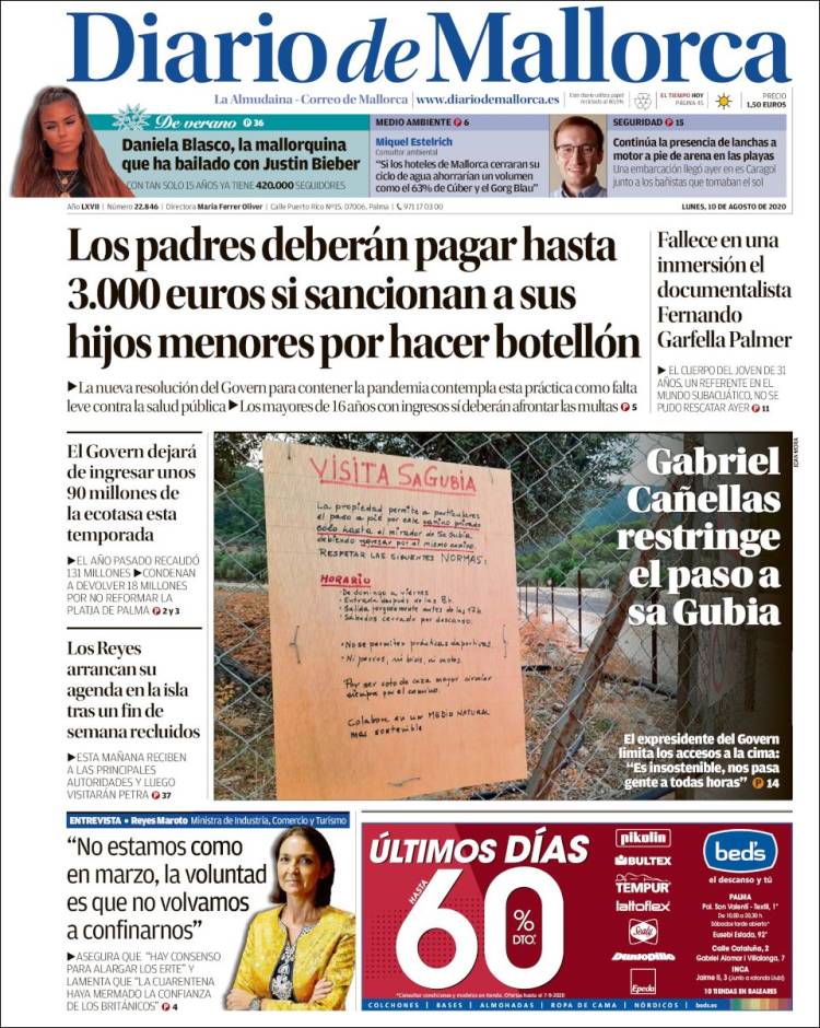 Portada de Diario de Mallorca (Espa&ntilde;a)