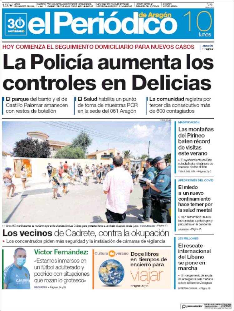 Portada de El Periódico de Aragón (Espa&ntilde;a)