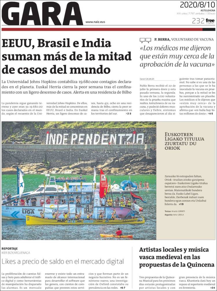 Portada de Gara (Espa&ntilde;a)