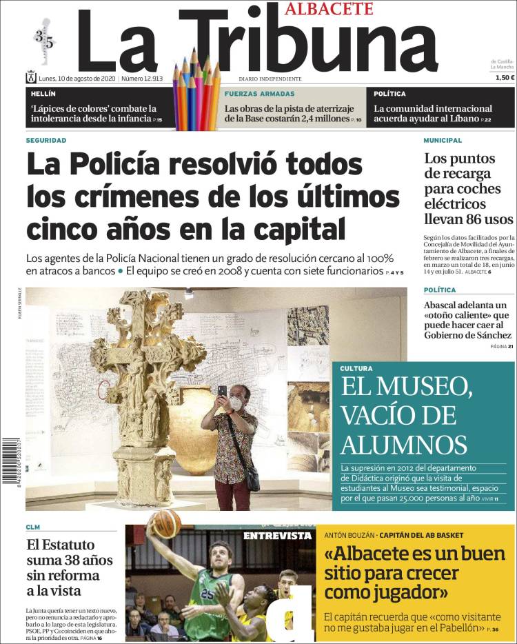 Portada de La Tribuna de Albacete (Espa&ntilde;a)