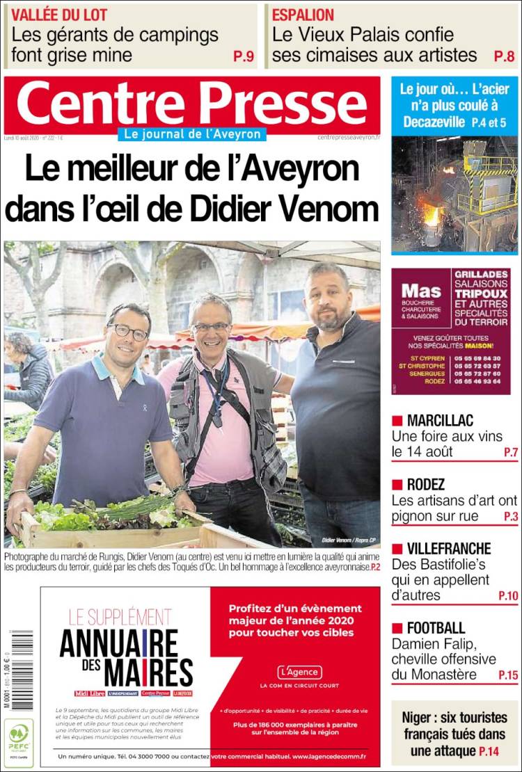 Portada de Centre Presse (Francia)