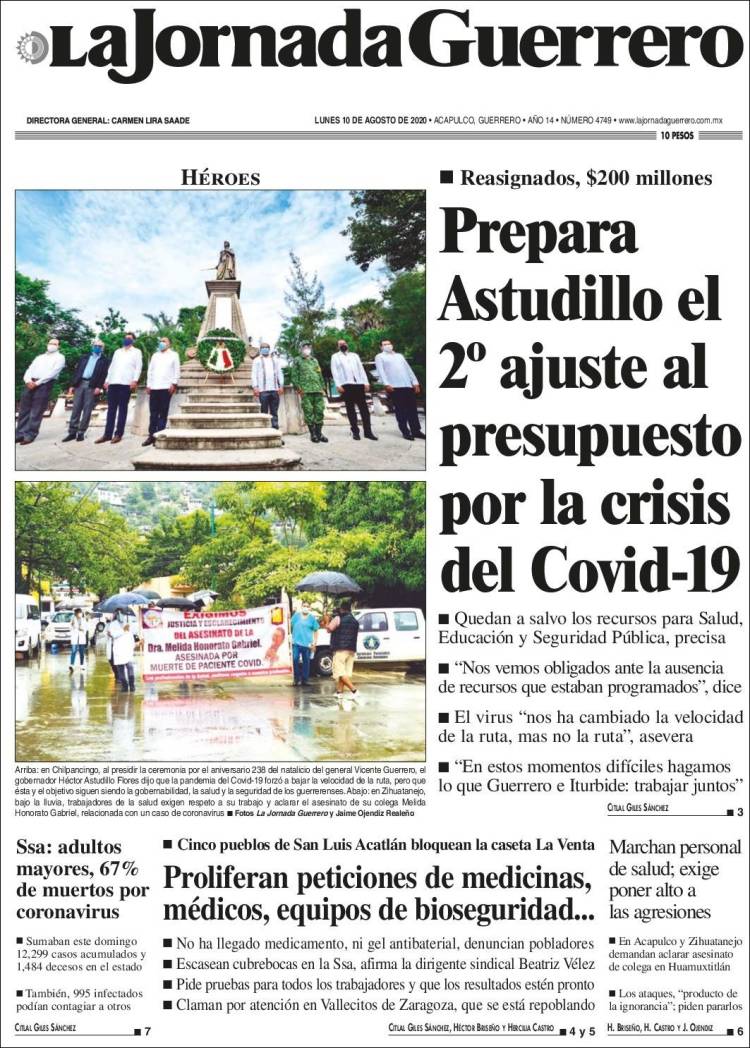 Portada de La Jornada de Guerrero (México)
