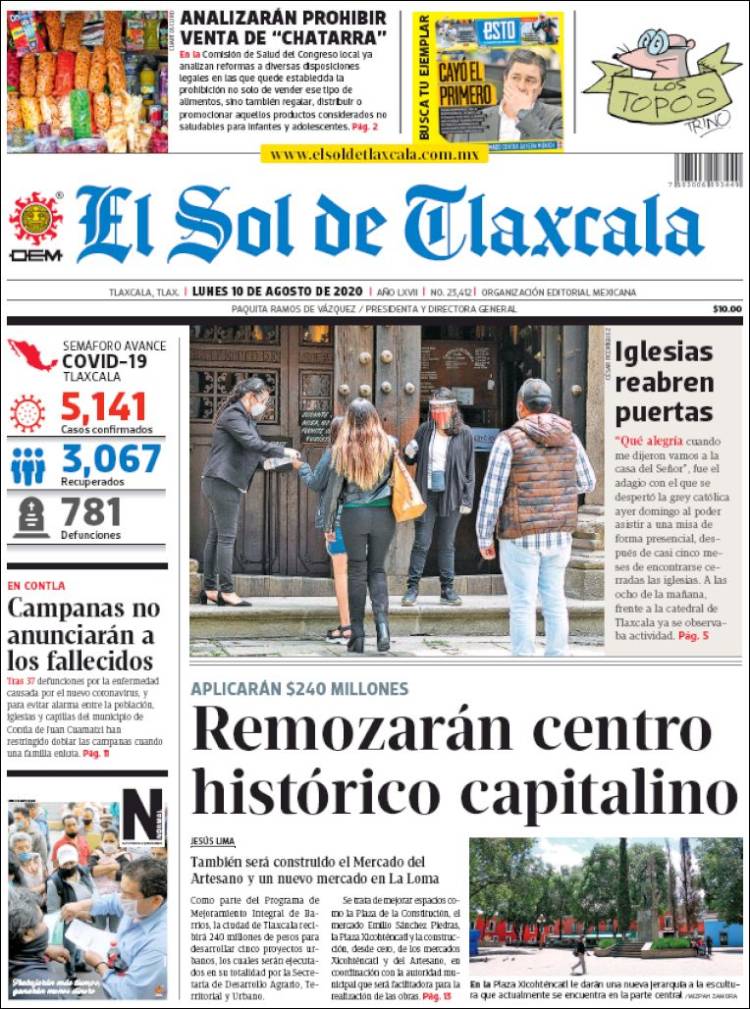 Portada de El Sol de Tlaxcala (México)