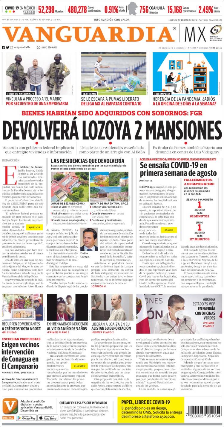 Portada de Vanguardia (México)
