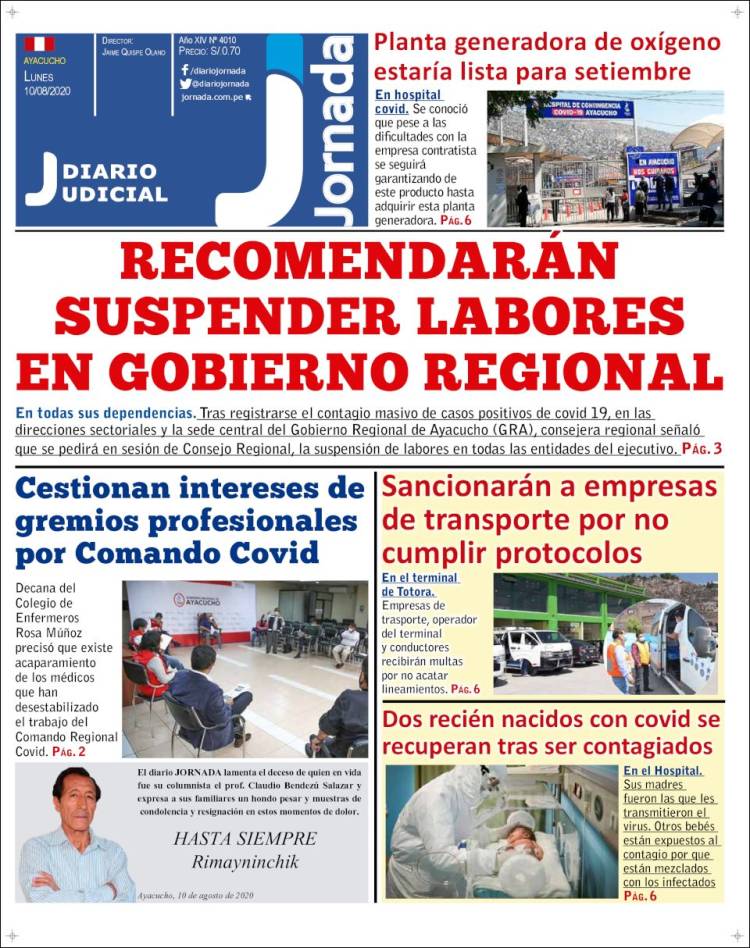 Portada de Diario Jornada (Perú)