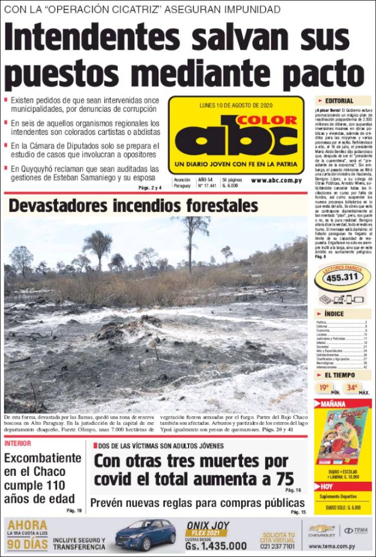 Portada de ABC Color (Paraguay)