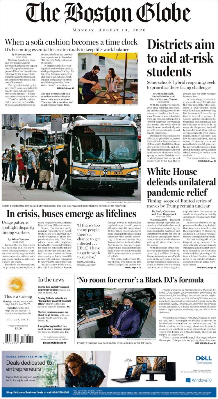 Portada de Boston Globe (USA)