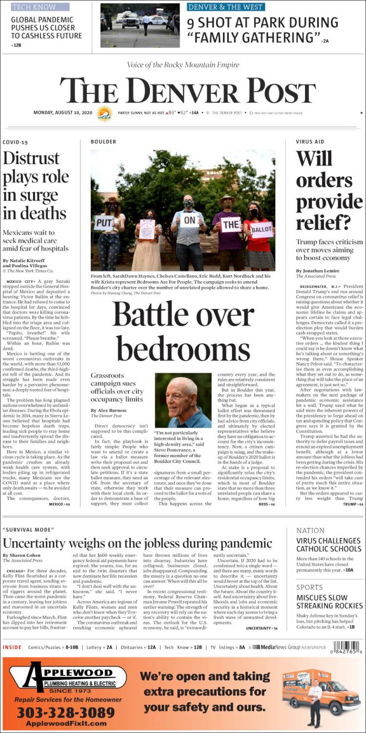 Portada de The Denver Post (USA)