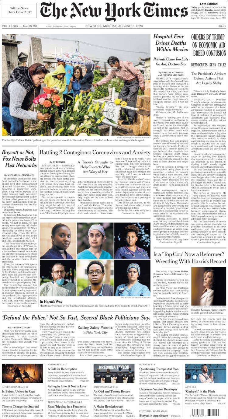 Portada de New York Times (USA)