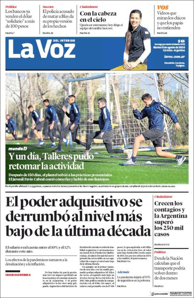 Portada de La Voz del Interior (Argentina)