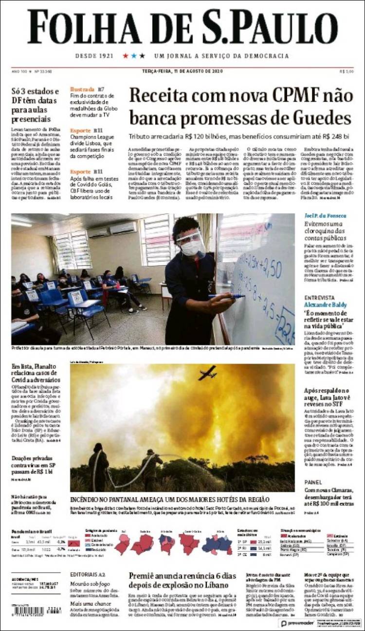 Portada de Folha de São Paulo (Brasil)