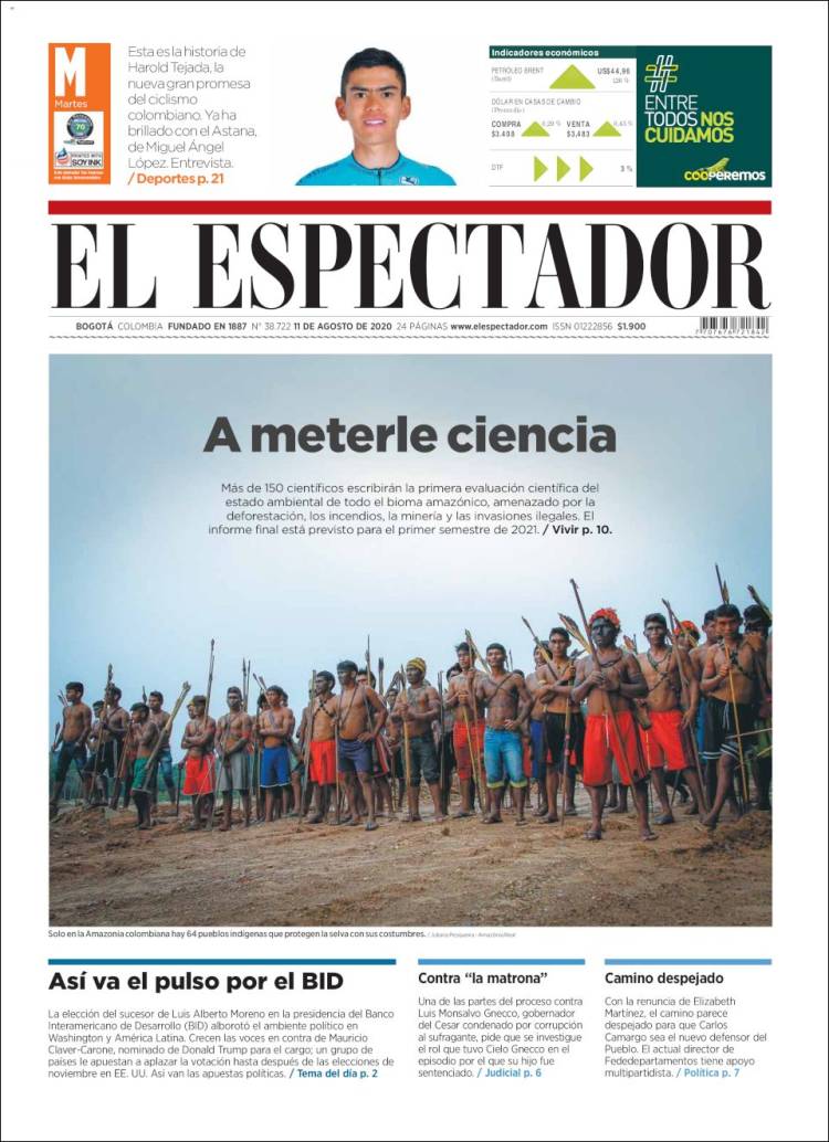 Portada de El Espectador (Colombia)