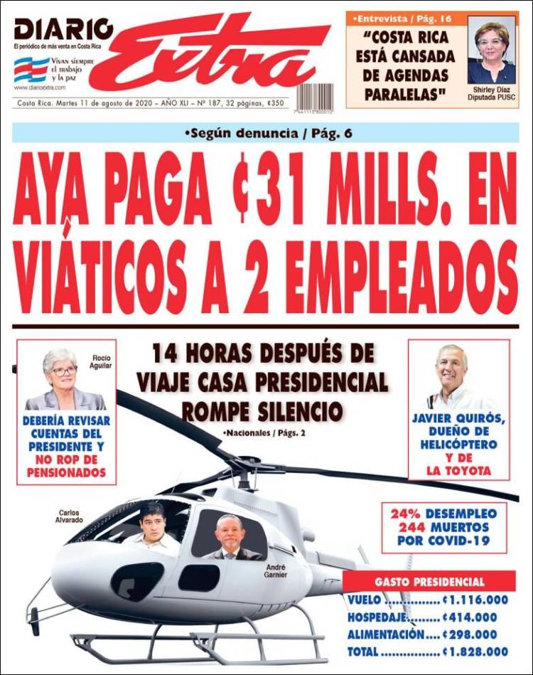 Portada de Diario Extra (Costa Rica)