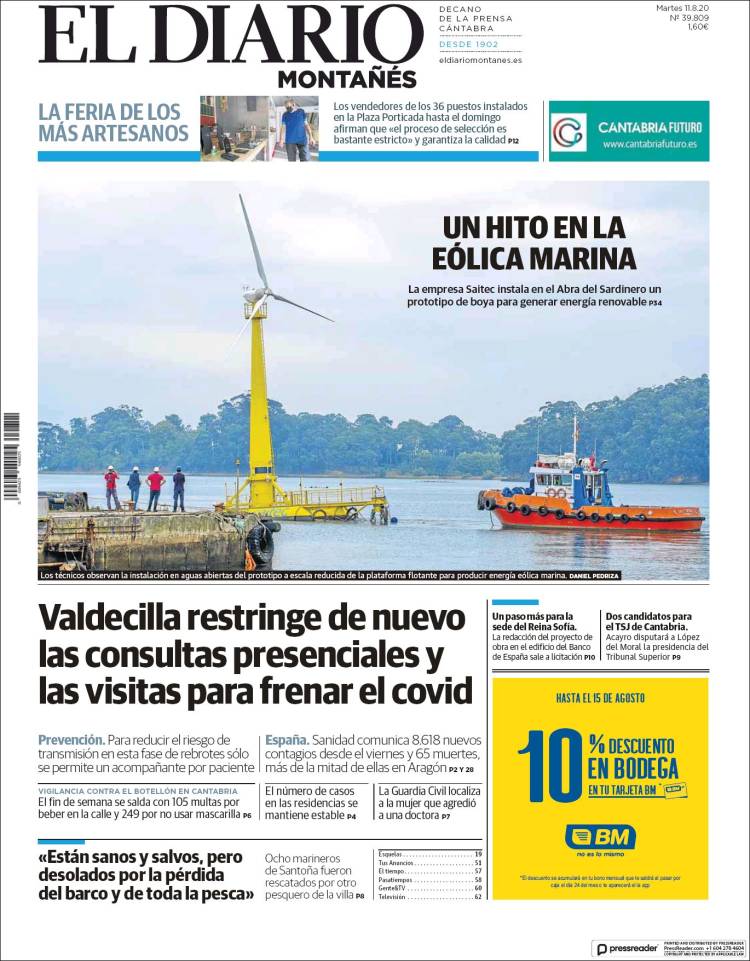 Portada de El Diario Montañés (Espa&ntilde;a)