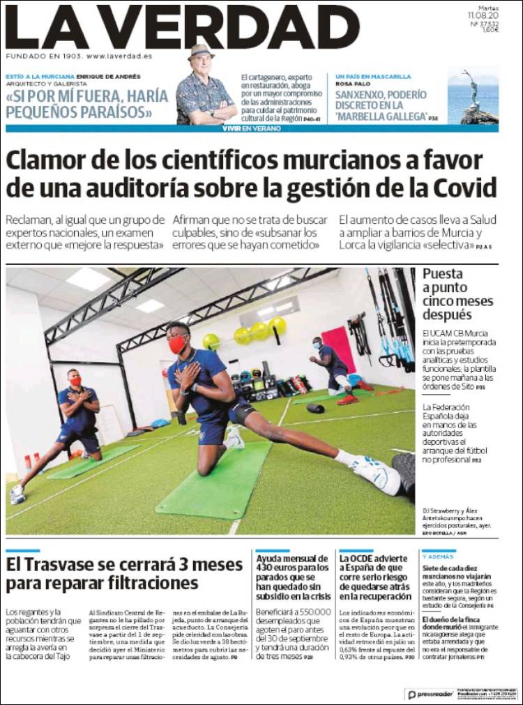 Portada de La Verdad de Murcia (Espa&ntilde;a)