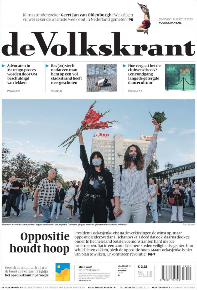 Portada de De Volkskrant (Pa&iacute;ses Bajos)