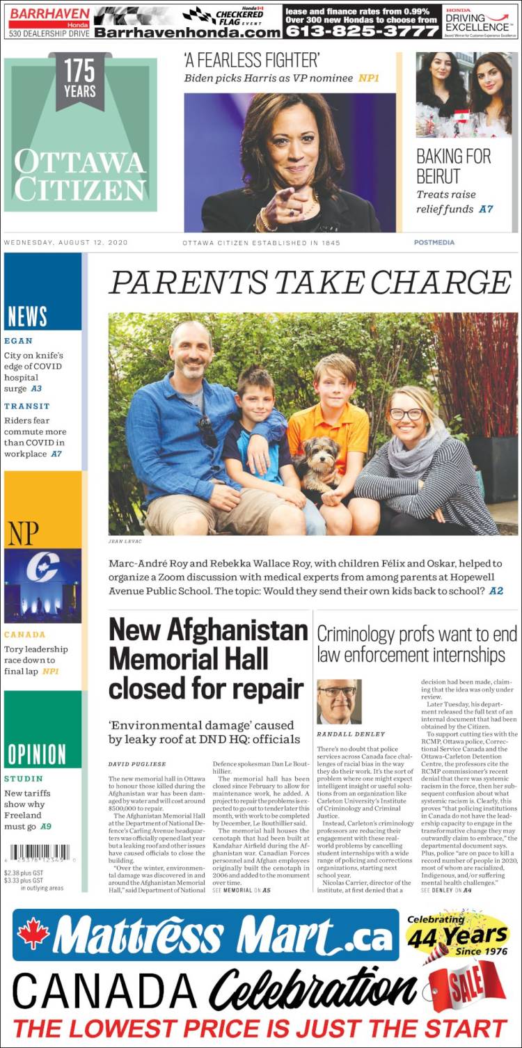 Portada de Ottawa Citizen (Canadá)