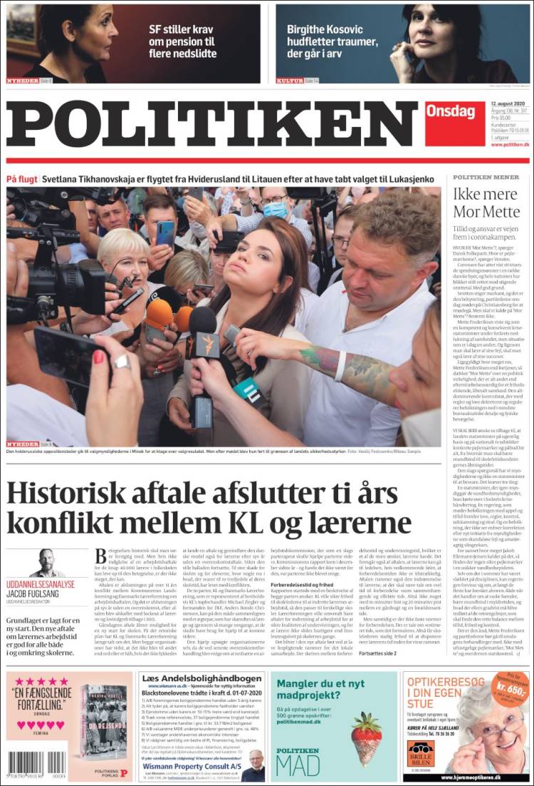 Portada de Politiken (Dinamarca)