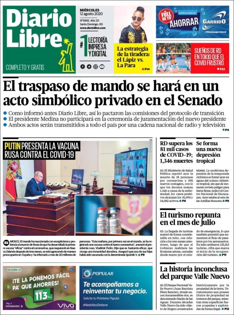 Portada de Diario Libre (R. Dominicana)