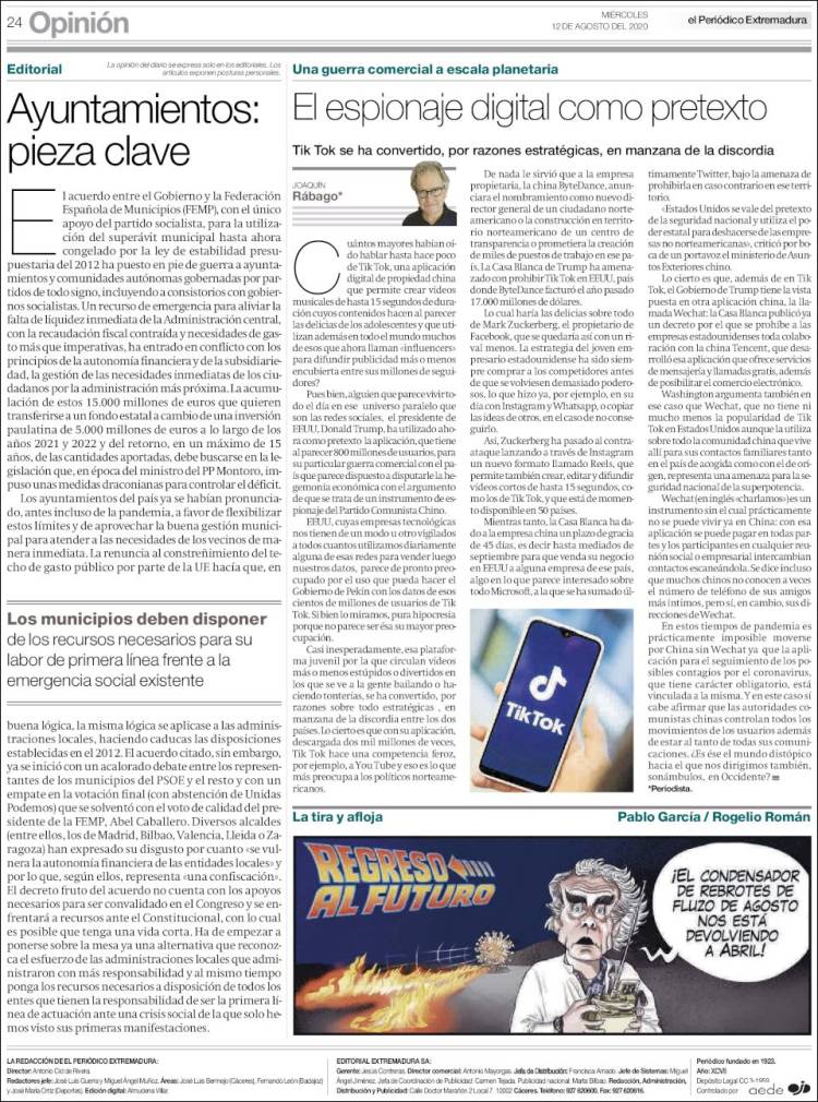 Portada de El Periódico de Extremadura (Espa&ntilde;a)