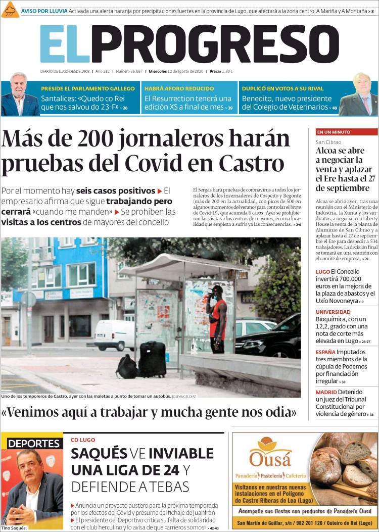 Portada de El Progreso (Espa&ntilde;a)