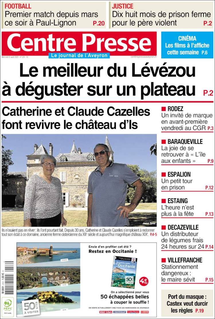 Portada de Centre Presse (Francia)