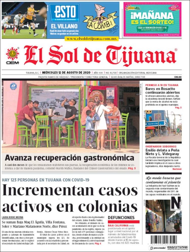 Portada de El Sol de Tijuana (México)