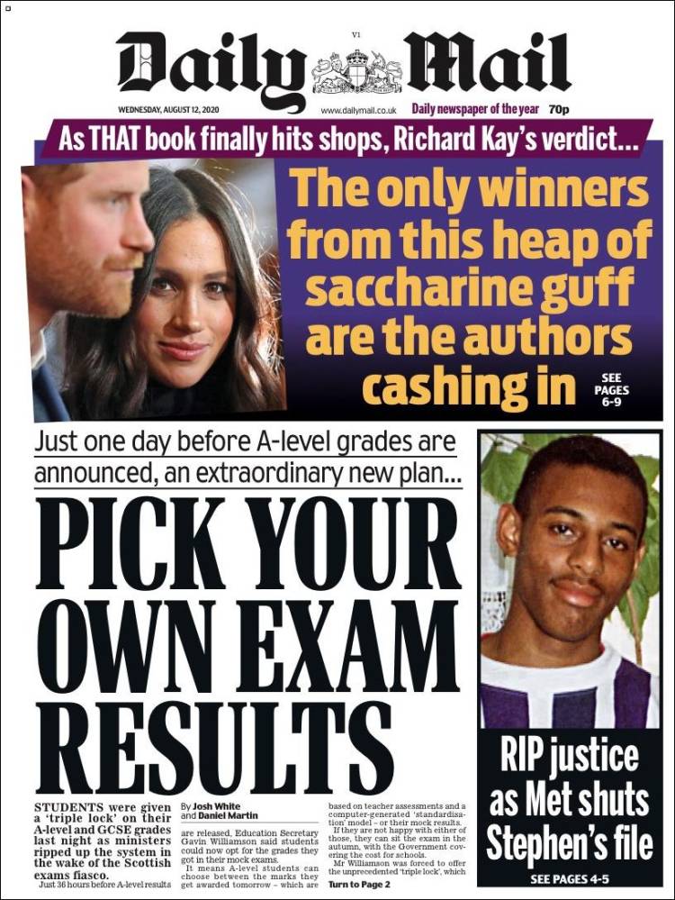 Portada de Daily Mail (Reino Unido)