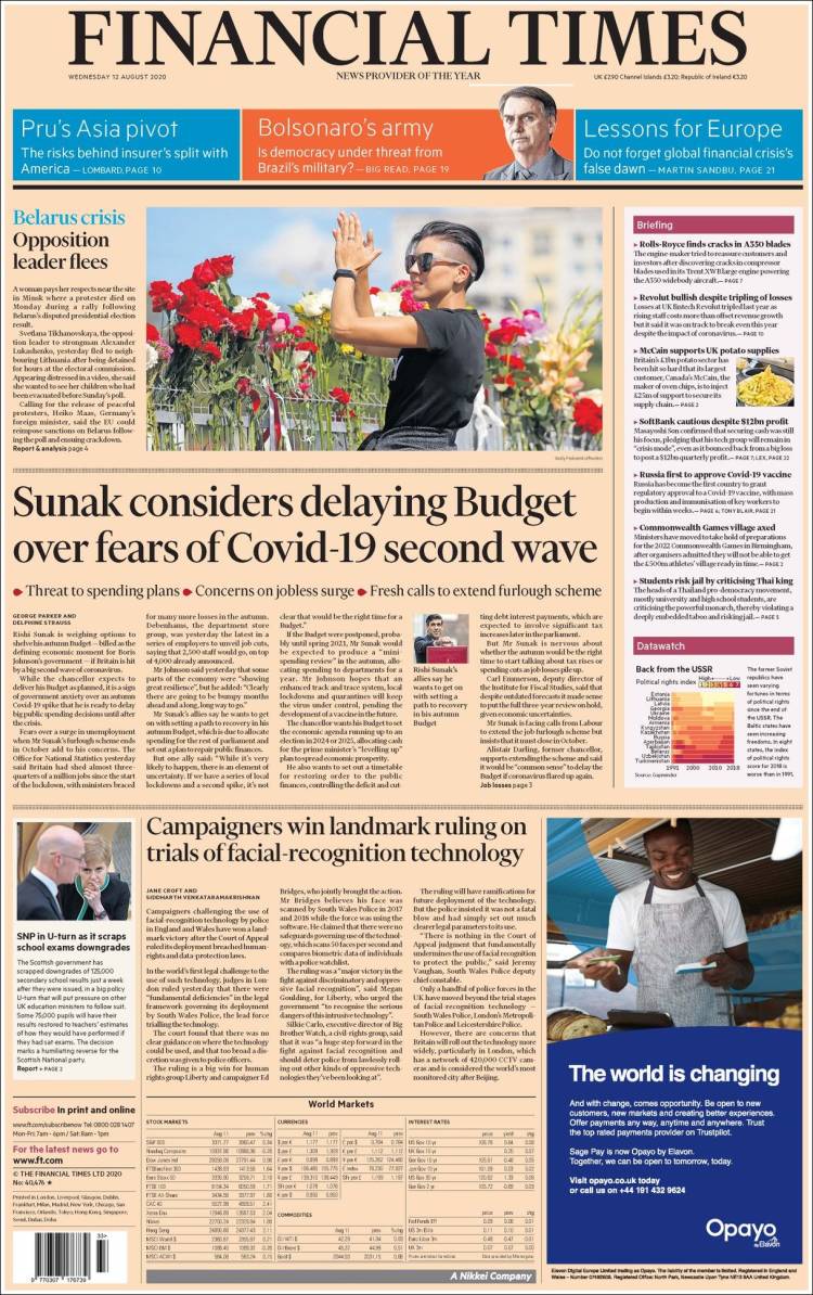 Portada de Financial Times (Reino Unido)