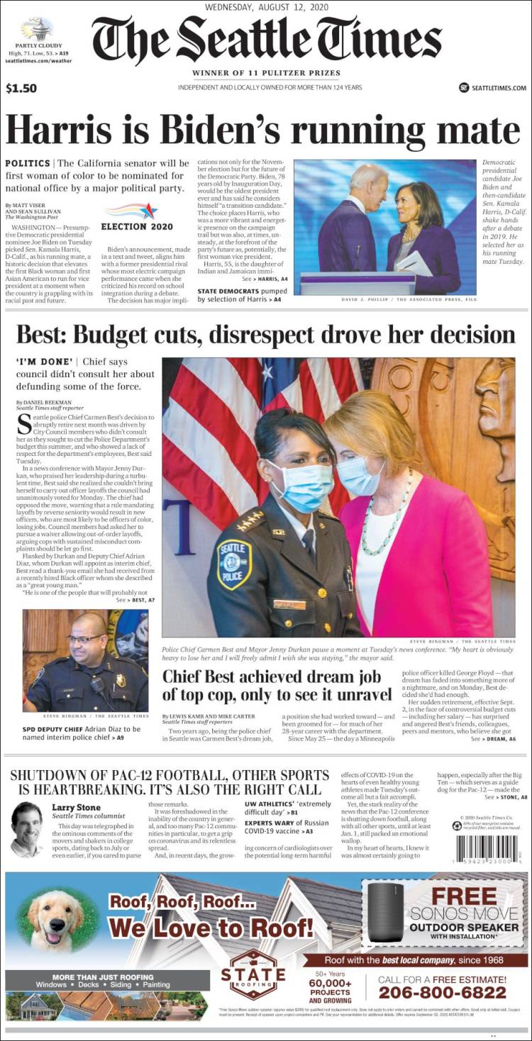 Portada de Seattle Times (USA)