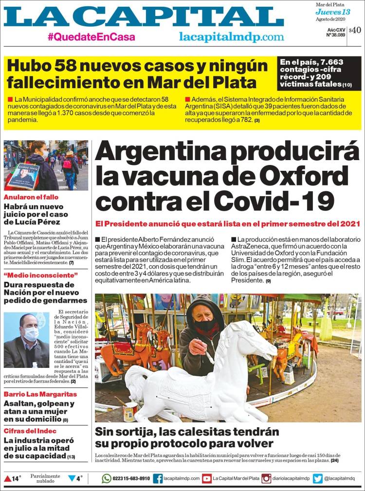 Portada de Diario La Capital - Mar del Plata (Argentina)