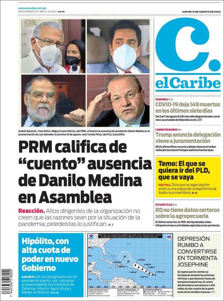 Portada de El Caribe (R. Dominicana)