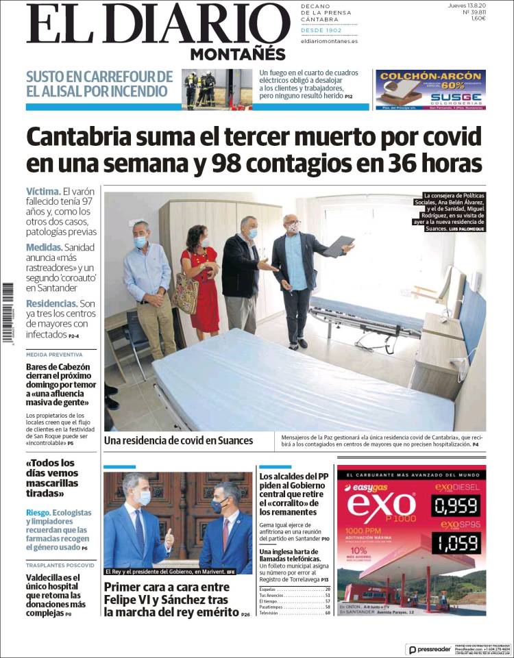 Portada de El Diario Montañés (España)