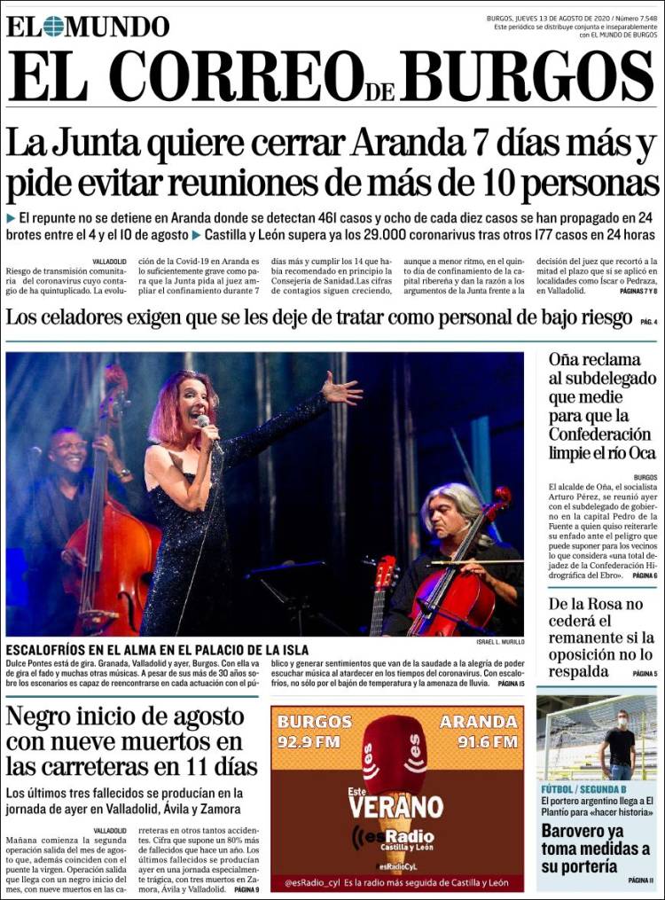 Portada de El Correo de Burgos (España)