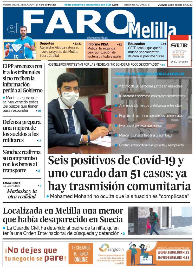 Portada de El Faro de Melilla (España)