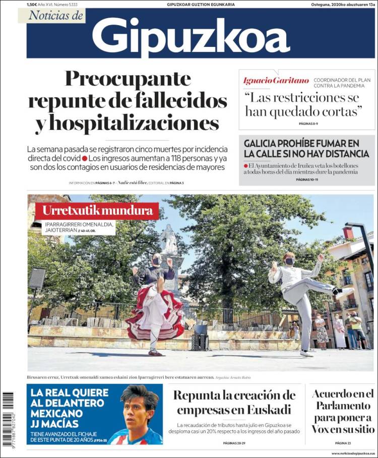 Portada de Noticias de Gipuzkoa (Spain)