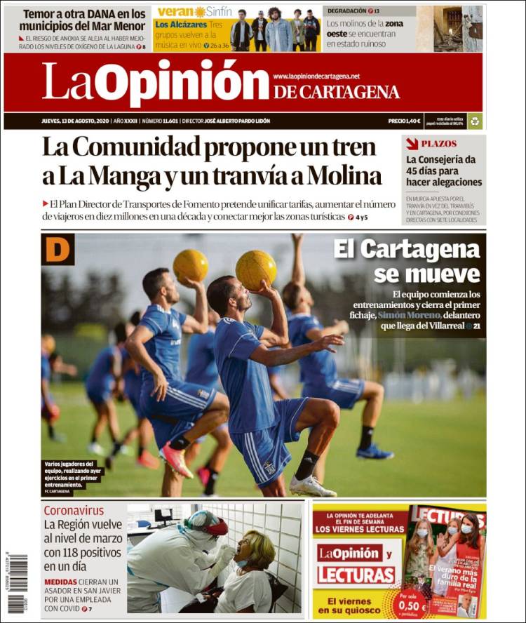 Portada de La Opinión de Murcia (España)