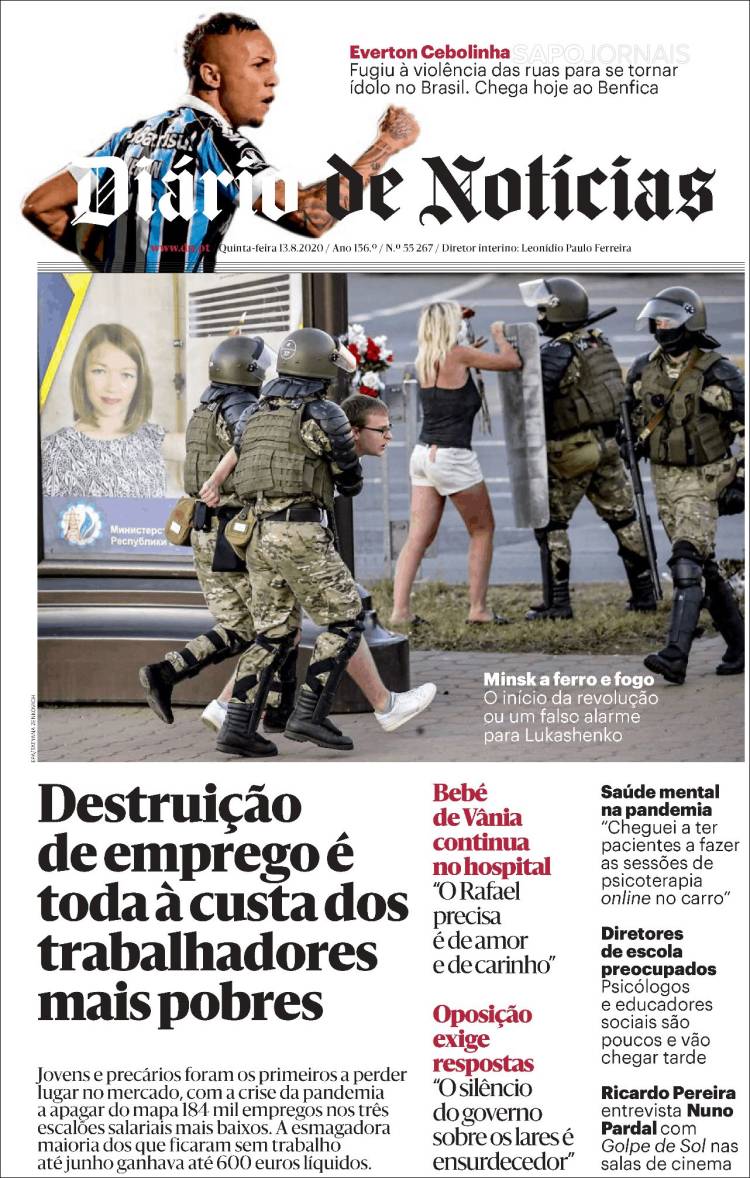 Portada de Diário de Noticias (Portugal)