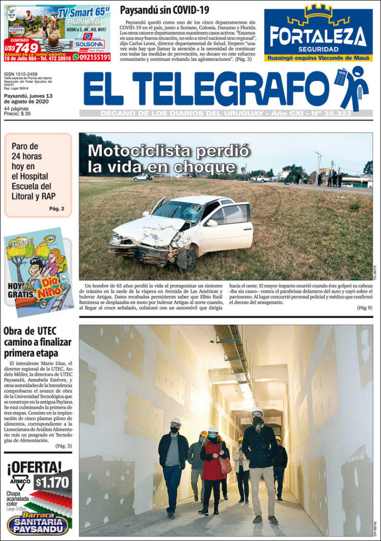 Portada de El Telégrafo (Uruguay)