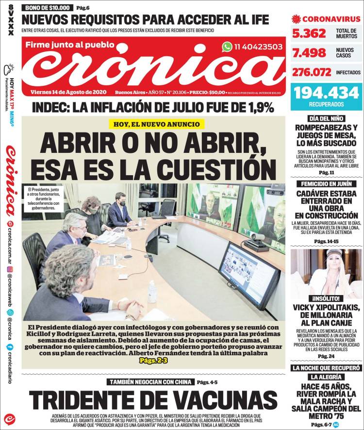 Portada de Crónica (Argentina)