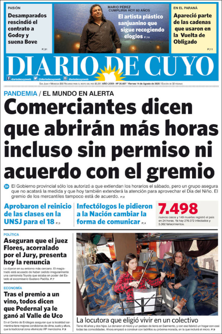 Portada de Diario de Cuyo (Argentina)