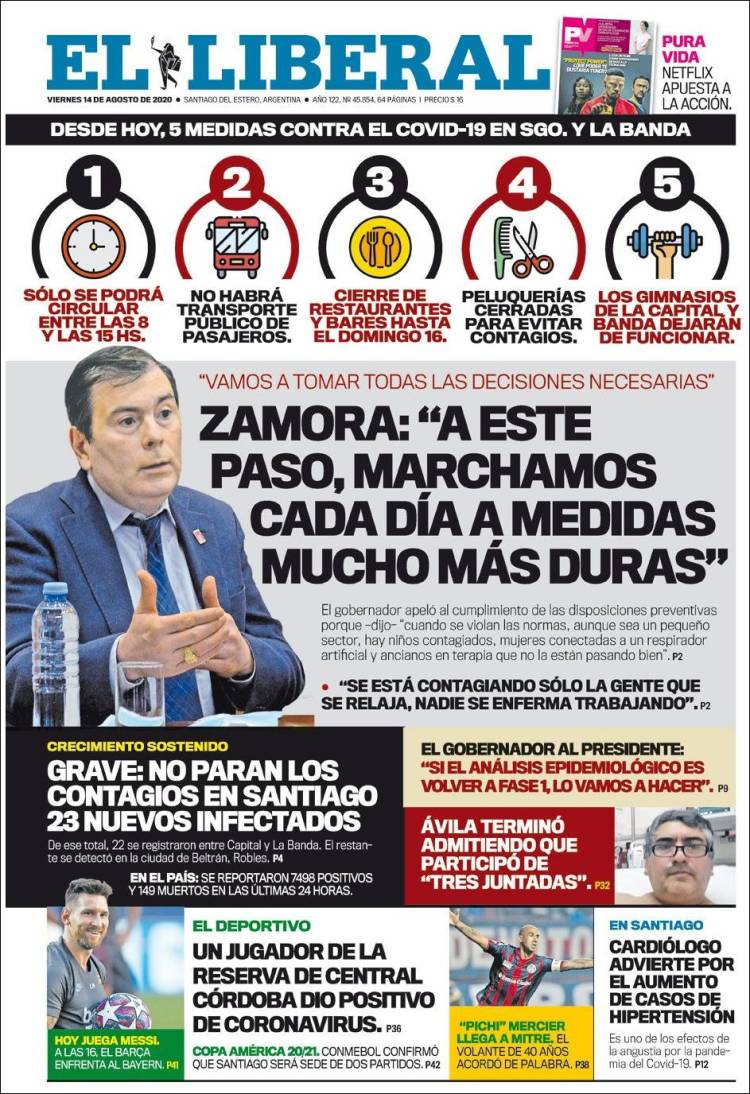 Portada de Diario El Liberal (Argentina)