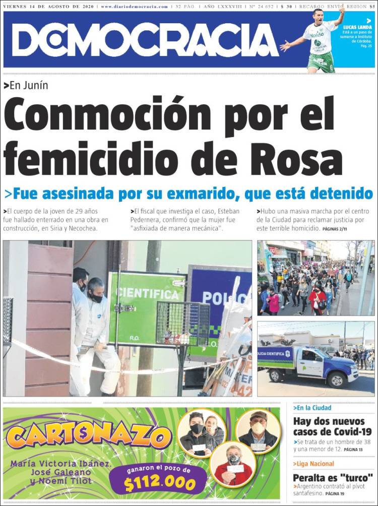 Portada de Diario Democracia (Argentina)