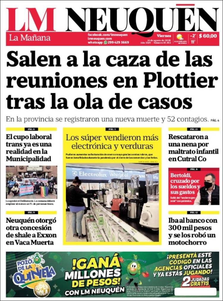 Portada de La Mañanade Neuquén (Argentina)