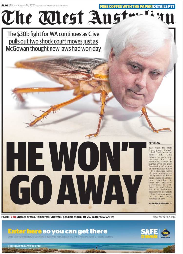 Portada de The West Australian (Australia)