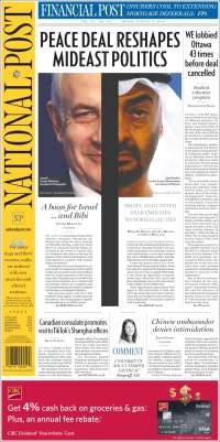 Portada de The National Post (Canadá)