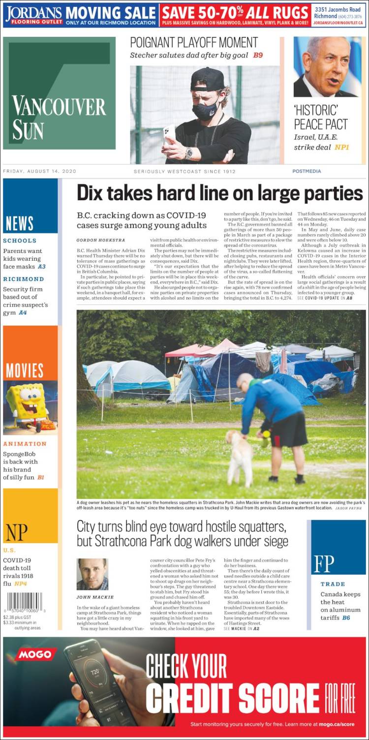 Portada de The Vancouver Sun (Canada)