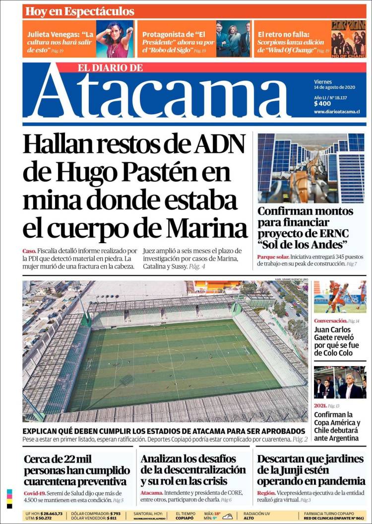 Portada de Diario de Atacama (Chile)